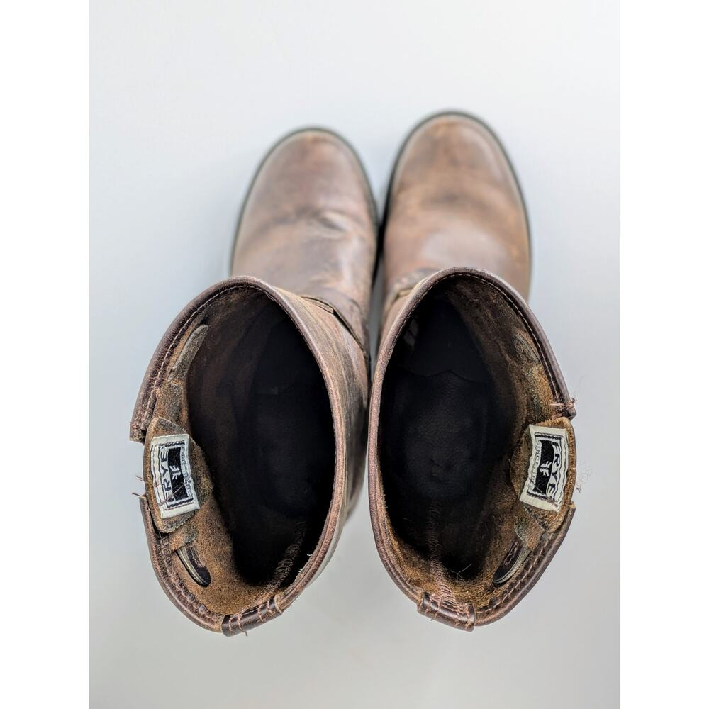 Frye Engineer 12R Boots 8 Brown Leather Tall Moto Buckle Vintage Patina USA - Picture 14 of 16
